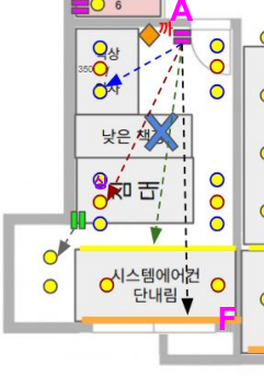 다운라이트가 많이 배치된 자녀방 전기 계획도 일부