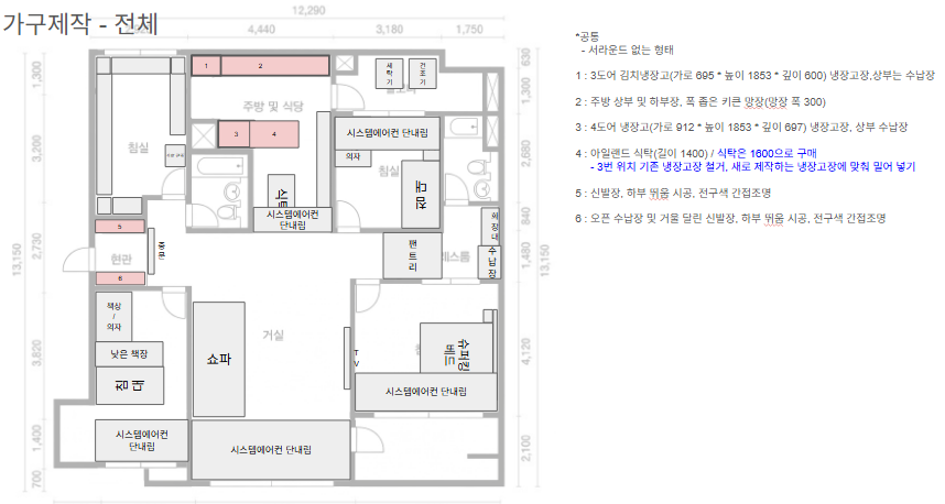 가구 설치 계획